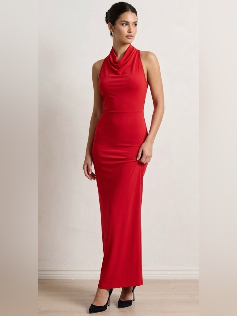Venus Red Cowl Neck Halter Women’s Maxi Dress Size M